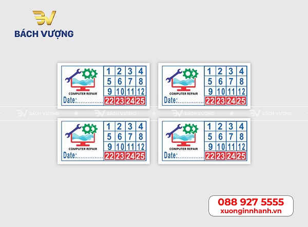 Một mẫu tem vỡ bảo hành được in tại Bách Vượng