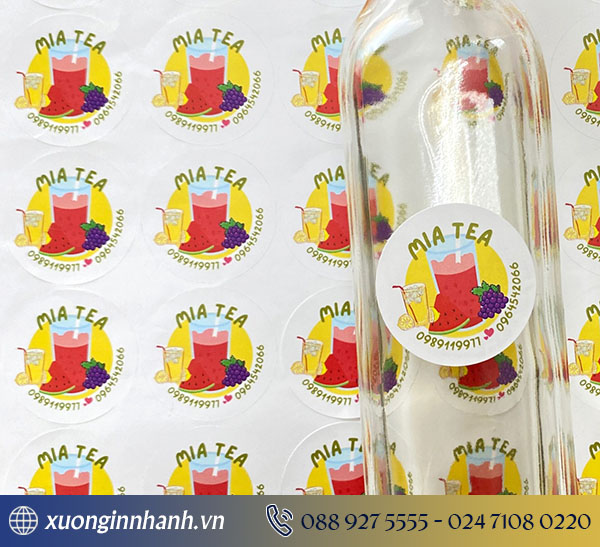 Mẫu tem dán sản phẩm trên chai thủy tinh